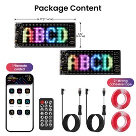 Frstem Set of 2 LED Eyes for Car, 37.4 x 9.2 cm, Devil Eyes Light for Trucks, Devil Eyes, LED Car, Truck Accessories, Interior, USB Power Supply, Adjust, App Control