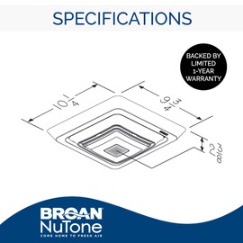 Broan-NuTone NuTone FG800SPKS Bluetooth Speaker Bathroom Exhaust Grille Cover with LED Light Bath Fan, White