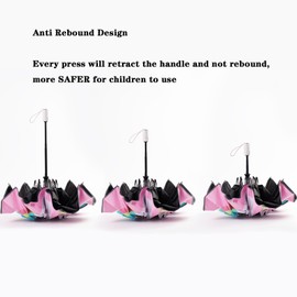 Vaceer Kids Automatic Folding Umbrella Uv Resistant Travel Umbrella Cartoon Printing Anti-rebound Design Portable Water-Windproof Umbrella for Kids Girls (#1)