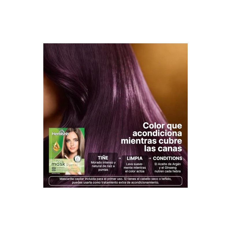 Herbishh - Champú colorante para cabello gris, champú con tinte