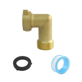 HARSKIYER Garden Hose Elbow Connector, 90 Degree Brass Pipe Fittings, 3/4 Inch FHT x 3/4 Inch MHT Water Hose Elbow with 2 O-Rings (1 Pack)