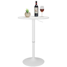 Finnhomy 24'' Round Cocktail Bar Table with Metal Base, Tall Bistro Pub Table, Adjustable 27.9''-35.4'' Counter Bar Height for Kitchen, Dining Room, Living Room, Easy Assembly, White