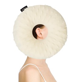 LYMOI Large Ear Piercing Pillow for Side Sleepers with Ear Hole, Donut Pillow for CNH, Ear Guard Protector for Ear Pain, Ear Inflammation Pressure Sores, Ear Guard Pillow Minky Dot.（Beige Yellow）