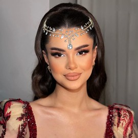 WONRLUA Wedding Headpiece for Bride, Rhinestone Bridal Headband, Hair Accessories for Brides and Bridesmaids(Gold)