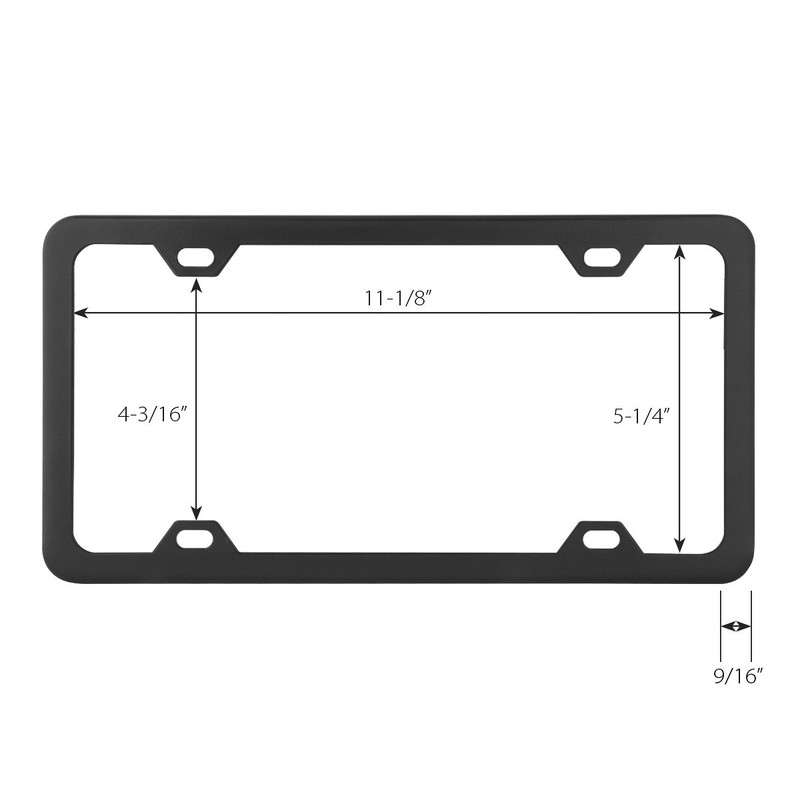 Grand General 60414 Matte Black Powder Coated License Plate Frame
