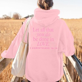 ASTANFY Christian Sweatshirts for Women Jesus Religious Faith Hoodies Inspirational Graphic Tee Long Sleeve Pullover Shirts Pink