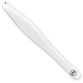 K-Pro Tweezers for Hair Removal Slanted Professional Stainless Steel 1 Piece (White)