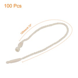 sourcing map Polyester Rope Hang Tag String Snap Lock Pins Loop Price Tag Fastener Plastic Tags Ties 120mm/4.72 Inch Length,1mm/0.04 Inch Dia,Pack of 100,Cream