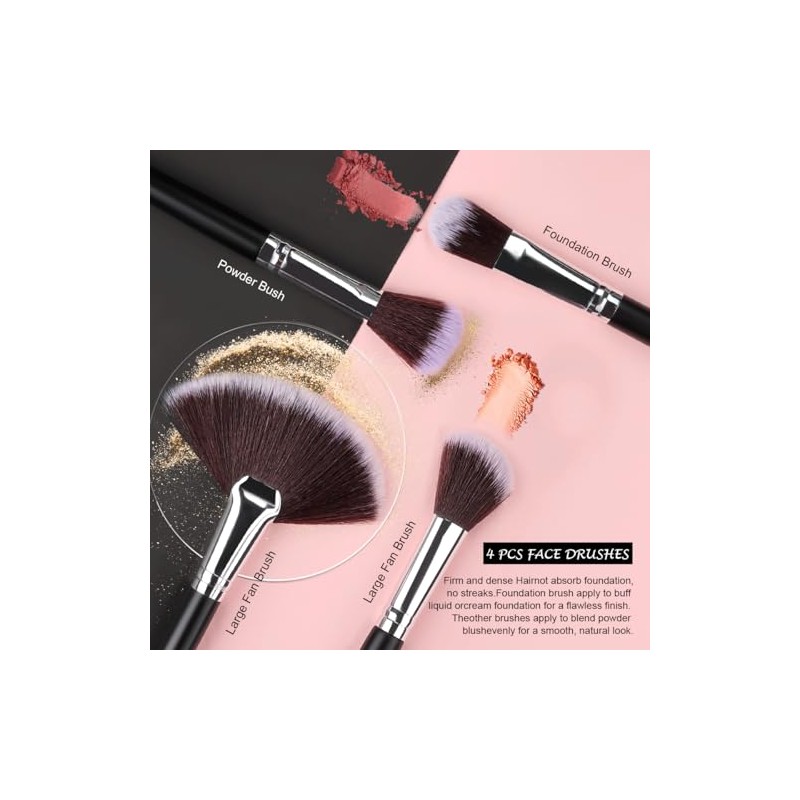 Solve Juego Brochas Maquillaje Piezas Pinceles Profesionales Mango Madera Base