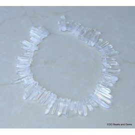 Clear Polished Quartz Crystal Points Strand Random Pendant Bead Healing  15-30mm