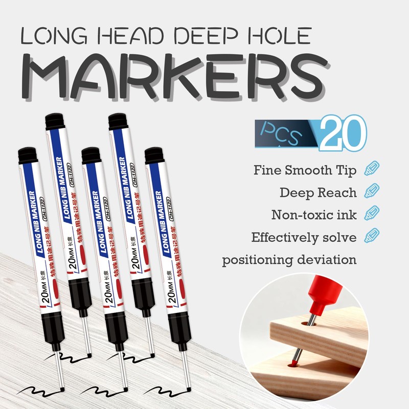 DYULJS 20PCS Long Head Deep Hole Markers, 20mm Deep Reach,