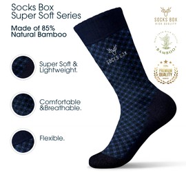 SOCKS BOX, Mens Dress Socks, Super Soft Natural Bamboo Rayon Socks for Men, Lightweight Premium Mens Socks, Gift Box