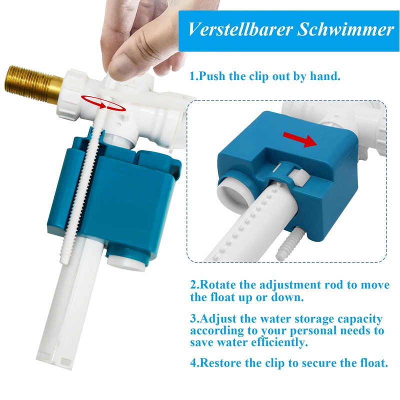 MendorioToilet Cistern Fill Valve, Universal 1/2" Brass Side Entry Inlet