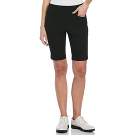 PGA TOUR Women's 9.5” Pull-on Golf Shorts with Tummy Control, Performance Stretch, Moisture-Wicking, Sun Protection, Caviar Black, Small