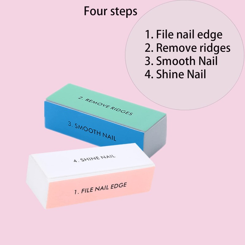 3PCS Nail Buffer Blocks，4-Sided Grit Professional Nail Files Manicure Treatment