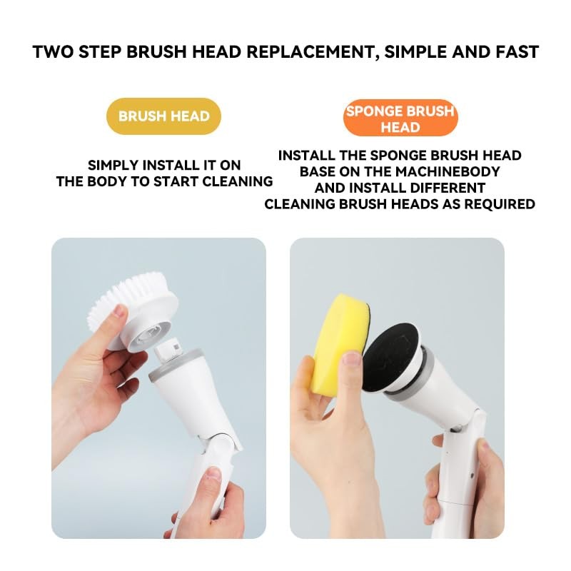 Greater Range Electric Spin Scrubber - Cordless Cleaning Head with
