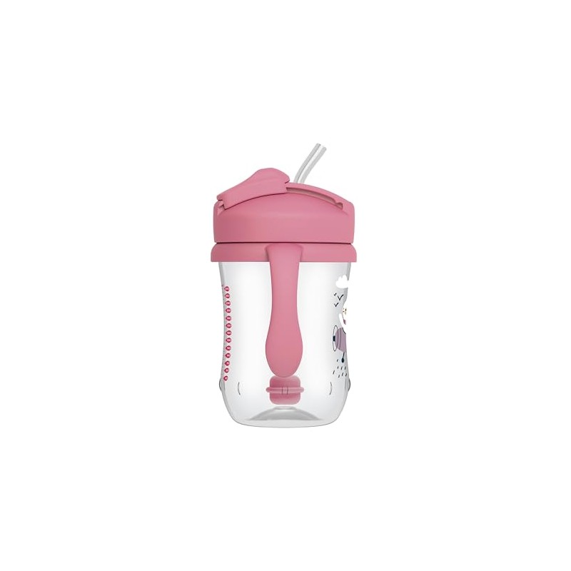 Dr. Brown's Vaso entrenador 9oz. con popote rosa