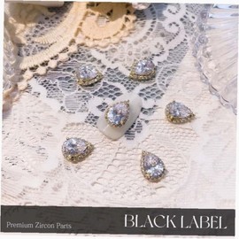Nail art zircon parts, water drop shape, gold border, transparent crystal gel nail decoration material, 1 piece, see detailed page / 네일아트 지르콘 파츠 물방울 모양 골드 테두리 투명 크리스털 젤네일 데코 부자재, 1개, 상세페이지 참조