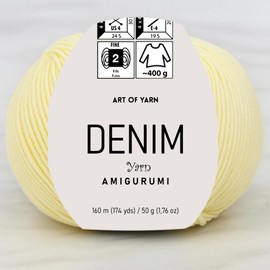 Denim Amigurumi Yarn Art 55% Cotton 45% Poliacrylic 50g 174 Yds Soft Smooth Sport Fine (2) for Crocheting Knitting Blankets Baby Garments More Colors (Straw Yellow, Pack 1)