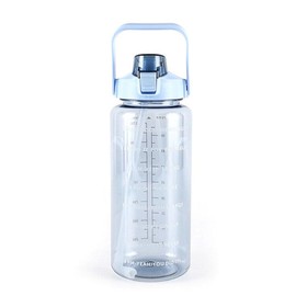 2L Water Bottle Straw Cup Motivational Drink Flask With Time Markings Sports Gym - Durable Gym Sports Flask, BPA-Free, Leakproof