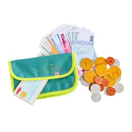 HABA Creative Play Money Set - Wallet for Children with Wooden Coins, Banknotes & Play Money - Promotes Number Comprehension & Role Play - from 3 Years - 2011830001