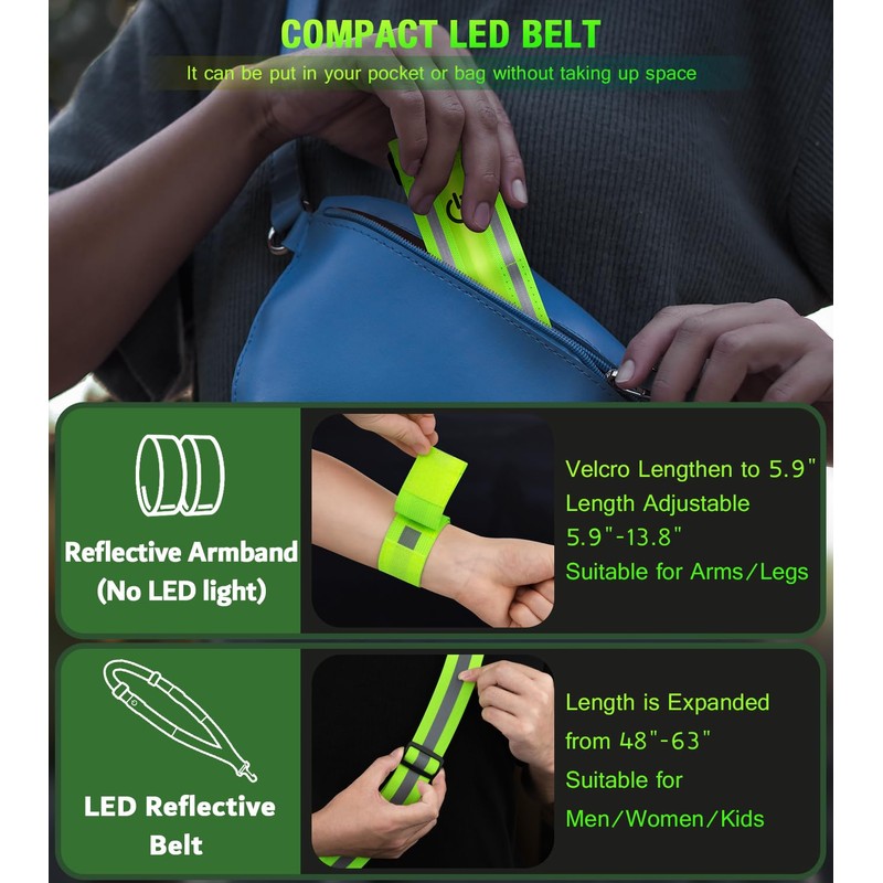 LED Reflective Running Gear High Visibility Reflective Belt Sash with