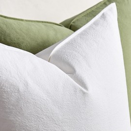 Serento Set of 2 Decorative Cushion Covers Cotton Farmhouse Neutral Throw Pillow Cases Boho Soild Cushion Covers for Chair Couch Sofa Bedroom Living Room Home Decor 18 x 18 Inch 45x45 cm White