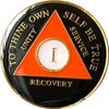 1 Year AA Medallion Orange Black Tri-Plate Sobriety Chip Serenity