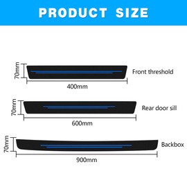 Adunsiaoto Pack of 5 Car Door Protection Bumper Protection Cover with Strong Carbon Fibre Sill Protection Sticker, Car Door Sill Strips Anti-Step Protection Sticker Carbon Fibre (Blue)