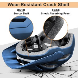 Bike Helmet, Helmets for Adults Men, Front and Back LED Lights Safe Certified MTB Road Bicycle Helmet with Adjustable Brim