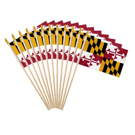 Maryland State Handheld Stick Flag 6x9 Inch 12 Pack Small Mini MD Flag On Wooden Stick For Patriotic Festival Events Party Decoration (MD, 6x9 In)