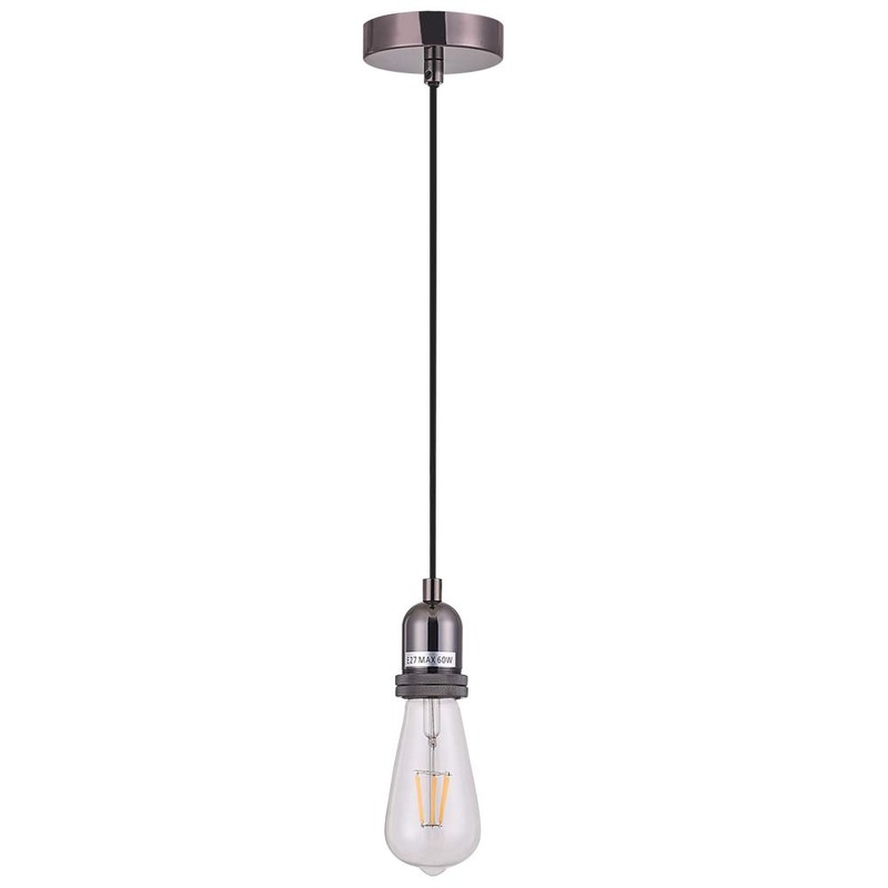 Black Nickel Ceiling Pendant Light Fitting, Twisted Braided Flex,E27 Lamp