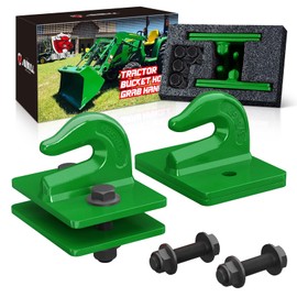 AMBULL 2 Pack 3/8" Tractor Bucket Grab Hook Grade 70 Forged Steel Bolt On Grab Hook Tow Hook Mount with Backer Plate,Work Well for Tractor Bucket, RV, UTV,Truck, Max 15,000 lbs, Dark Green