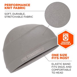 Ergodyne Cooling Skull Cap-Performance Knit, Gray, One Size