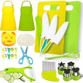 UIV@SH 28 Piezas Montessori Herramientas de Cocina para Niños,Cuchillos para Niños,Cocina de Juguete para Infantil,para Cocinar y Cortar Pasteles,Frutas y Verduras para Niñas Niños Juguetes