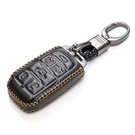 Vitodeco Genuine Leather Smart Key Fob Case Cover Protector Compatible with RAM 1500, RAM 2500, RAM 3500 2019 - 2025 (6-Button, Black)