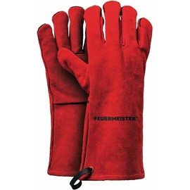 Feuermeister 50173617B Premium BBQ Gloves Size 12 in Cowhide Split Leather Length 33 cm Red