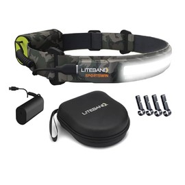 OPTIMAL VENTURES Liteband PRO Series Wide-Beam Adjustable Personal Headlamp, 210° Illumination, Battery-Powered, Fits Hard Hats and Helmets (Camo Color, 1000 Lumen Bundles)