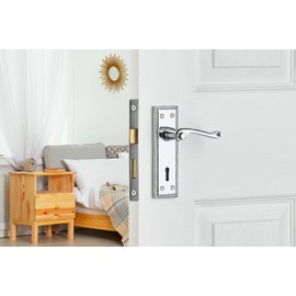 Designer Levers - Georgian Roped Design Lever Door Handles - Polished Chrome - 1 Pair - Locking Door Handle