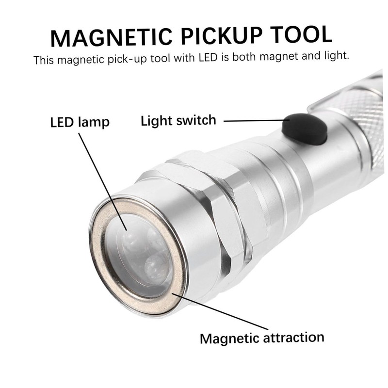 Operitacx Magnetic Pickup Tool with LED Light Telescopic Flashlight for