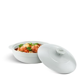 MINH LONG 3-Qt Porcelain Dutch Oven Pot with Lid, Lead & Cadmium Free, Oven Safe Casserole Dish with Lid, Clay Pot for Cooking on Gas & Infrared Cooktop, Use to Marinate, Cook, Bake, Refrigerate & Serve