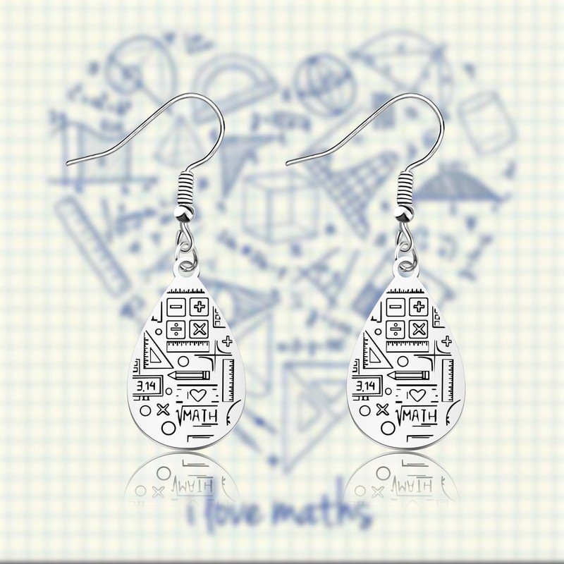 OKEYCH Math Lover Gift Math Teardrop Earrings Math Teacher Jewelry
