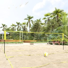 SVRCK Enjoy Fun Family Games with Durable Volleyball Net, Quick Setup, Easy Transport Carrying Bag, Complete Set with Accessories, Black and Yellow