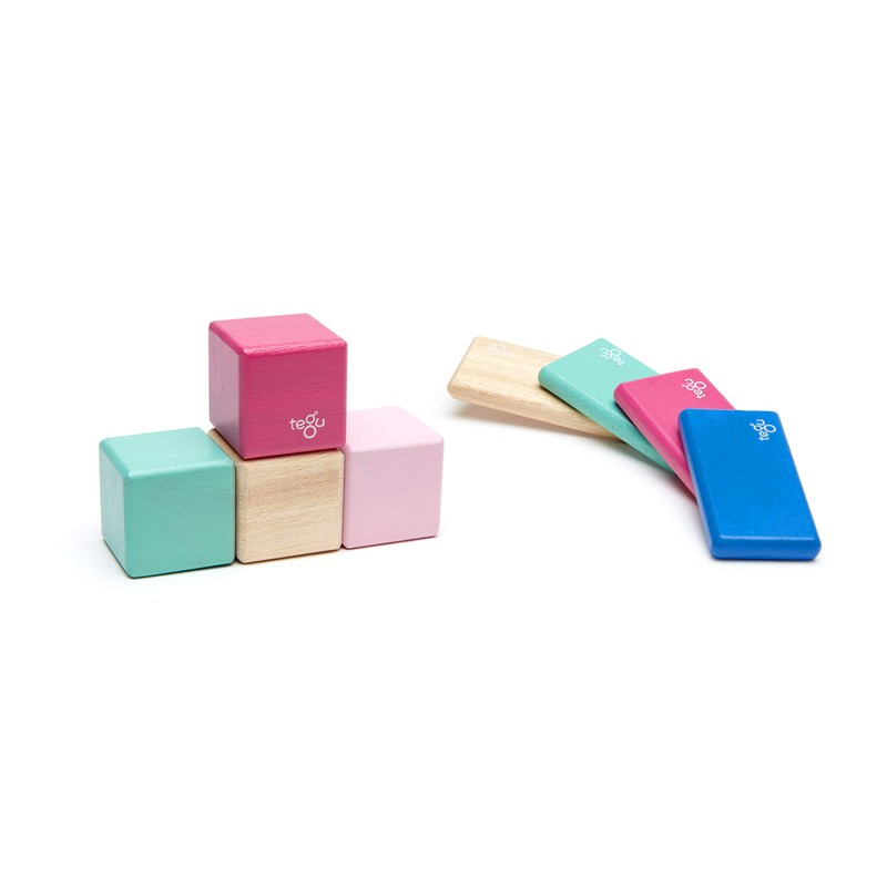 8 Piece Tegu Pocket Pouch Magnetic Wooden Block Set, Blossom