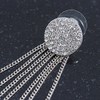 Silver Tone Clear Crystal Pave Set Button with Multi Chain