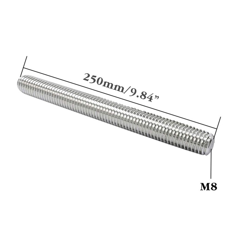 Quickun 304 Stainless Steel Fully Thread Rod, M8-1.25 Thread Pitch,