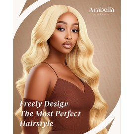 Arabella 613 Lace Front Wig Human Hair 13x4 Blonde Lace Front Wigs Human Hair 210% Density Body Wave 613 Frontal Wig Pre Plucked With Baby Hair (22inch, 613 13X4 body wave wig)