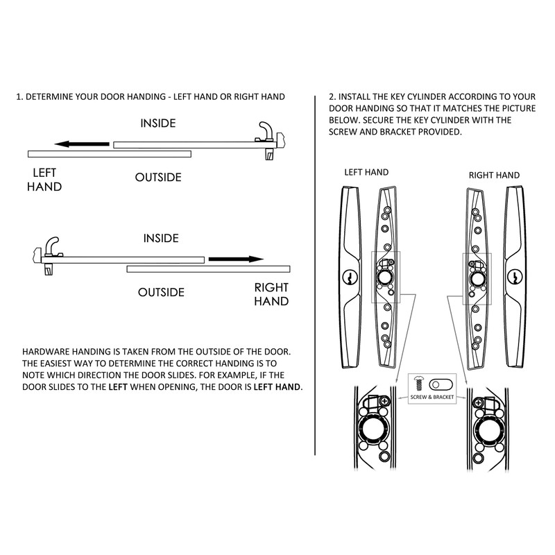FPL Veranda Sliding Glass Door Handle Set, White, Keyed, 3-15/16”
