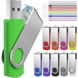 Memoria USB 16GB Pendrive USB 2.0 10 Piezas - Práctico Pen Drive 16 GB Económico 10 Unidades Portátil Flash Drives - Giratorio Llave USB 2.0 Almacenamiento de Datos Multicolor con Cuerdas by FEBNISCTE