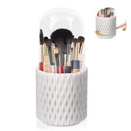 VFANDV Make Up Organiser, 360° Cosmetic Organiser, Eyeshadow Brush, Lipstick Case, Dressing Table Organiser, 5 Compartments, Dressing Table Accessories, Brush Storage with Lid